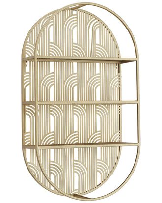 CosmoLiving by Cosmopolitan Cosmoliving By Cosmopolitan Gold Metal Oval 3 Shelves Wall Shelf