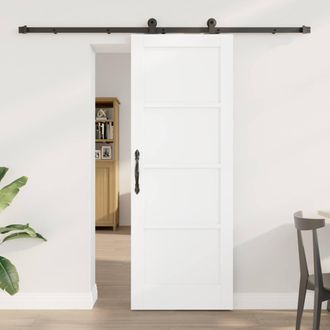 Berkfield Home Sliding Door with Hardware Set ORKDALWhite Solid Wood Pine in White