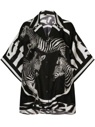Dolce & Gabbana zebra-print twill shirt - women - Silk - 38 - Black