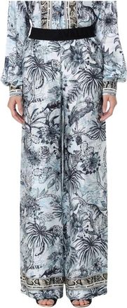 Just Cavalli Wide Leg Broek met Tropische Print - Dames - Wijde Broeken - Veelkleurig - S - Broeken