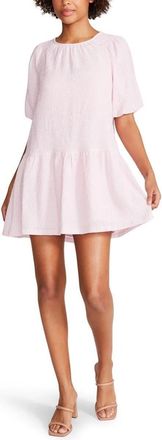 Steve Madden Abrah Mini Dress Womens Pink Tulle Stretch Puff Sleeve GBO3449