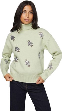 Wallis Embellished Roll Neck Jumper, M, sage