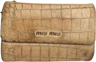 Miu Miu Pre-owned Leren Portemonnee - Dames - Vintage Accessoires - Beige - ONE Size - Leer - Vintage