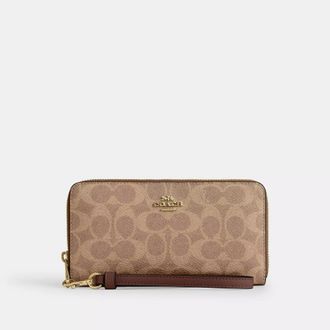 Coach Long Zip Around Wallet In Signature Canvas