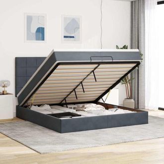 vidaXL Estructura Cama Otomana Colchones Terciopelo Gris Oscuro