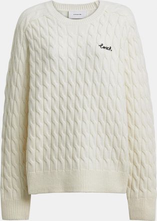 Coach Womens Crewneck Cable Knit Sweater - White - Size X-Small