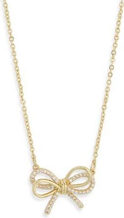 Nordstrom Rack Cubic Zirconia Bow Pendant Necklace in Clear- Gold at Nordstrom Rack