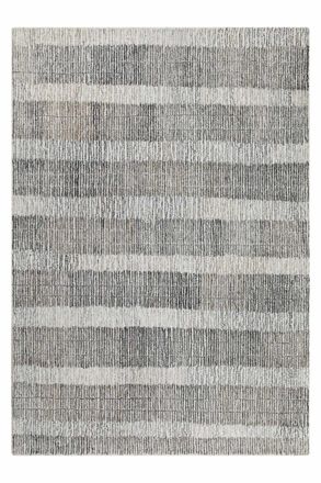Wecon Home Alfombra beige y gris tejida a mano con rayas 160x230