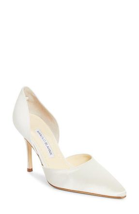Manolo Blahnik Taylerbinu Satin dOrsay Pump in Cream at Nordstrom, Size 8.5Us
