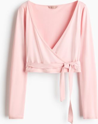 H&M Wickelshirt aus angerautem Jersey - Hellrosa