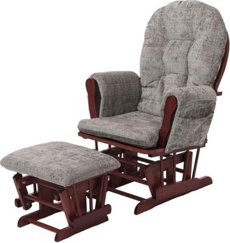 Hhg Hhg - Sill&oacute;n Relax 009, Mecedora Con Taburete Tela Chenilla (465g/m&sup2;) Oeko-tex, Gris Claro, Estructura Oscura