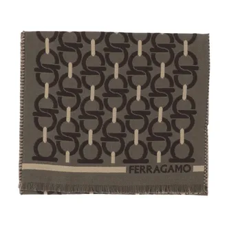 Ferragamo Wool Scarf With Hooks - male - Ferragamo - Winter Scarves - Multicolor - ONE SIZE - Accessories