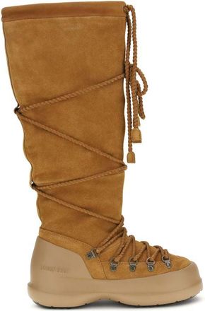 Moon Boot Brown Calf Leather Bos Taurus Lace-Up Womens Boots