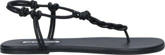 Jil Sander Black Tangle Minimalist Leather Thong Sandals