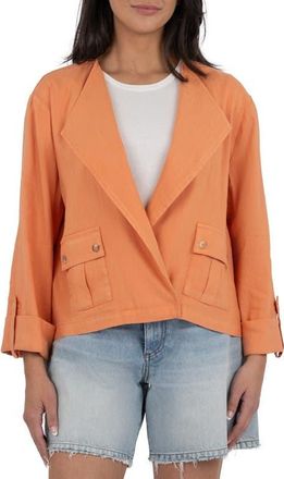 Kut from the Kloth Karie Open Front Linen Blend Jacket in Sunkist at Nordstrom, Size Large