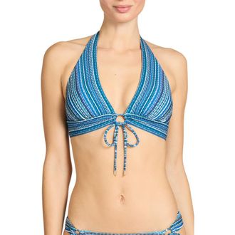 Robin Piccone Emilia Keyhole Bikini Top in Lapis Multi at Nordstrom, Size X-Small