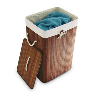 Relaxdays Cesto Ropa Sucia Plegable, Cubo Colada Rectangular Con Tapa, Bamb&uacute;, 83 L, 65,5 X 43,5 X 33,5 Cm, Marr&oacute;n - Relaxdays