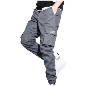 Generic RLEHJN Mens Cargo Joggers, Tracksuit Bottoms Men Elasticated Waist Work Trousers Solid Color Sweatpants Outdoor Cargo Pants Slim Fit Jogging Bottoms S