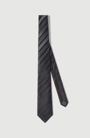 Brunello Cucinelli Texured tone-on-tone stripe silk tie in Dark Grey at Nordstrom