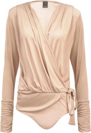 Pinko Glanzende Jersey Top - Dames - Bodies - Beige - L - Tops
