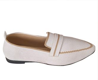 Generic Ladies Flat Shoes Casual Pointed Toe Ballet Flats Solid Color Breathable Fashionable Classic Comfy Slip On Pumps Shoes Work Leisure White