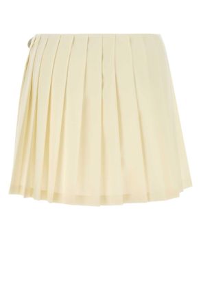 Miu Miu Womens Cream Canvas Mini Skirt Naturale Exterior: Virgin Wool Mohair Gonne