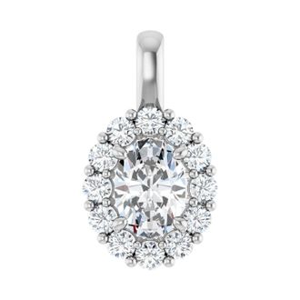 Diamond2Deal 14k White Gold 1 1/6ct Lab-Grown Diamond Halo-Style Pendant