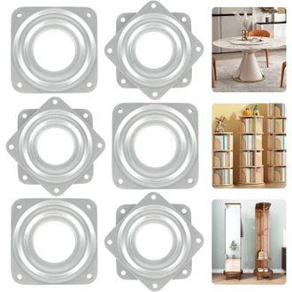 Elle Plato Giratorio Met&aacute;lico De 360&deg;, 6 Piezas - Capacidad De 30 Kg - Dimensiones De 72x72 Mm - Para Estantes Y Escritorios Giratorios