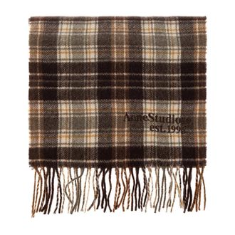 Acne Studios Cashmere Sjaal in Tartan - unisex - Wintersjaals - Bruin - ONE Size - Wol - Accessoires