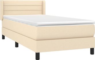 vidaXL Cama Box Spring Con Colch&oacute;n Tela Color Crema 90x200 Cm Vidaxl