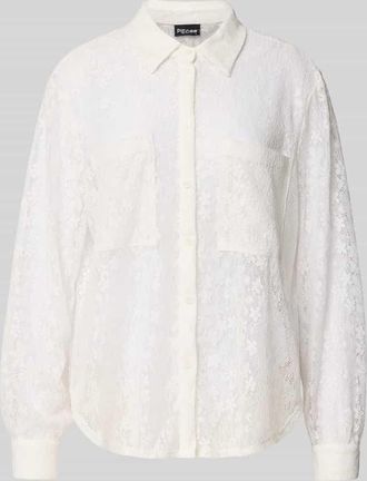 Pieces Relaxed Fit Langarmbluse aus Spitze Modell SCOUT in Offwhite, Gr&ouml;&szlig;e XS