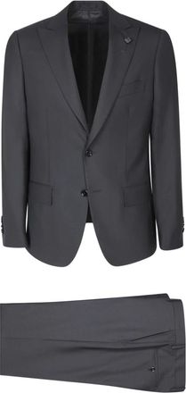 Lardini Zwart Pak Aw 24 - Heren - Business pakken - Zwart - 2XL - Wol - Kostuums