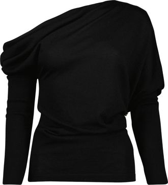 Moschino Top met gedrapeerde halslijn - Dames - Longsleeves - Zwart - M - Wol - Tops