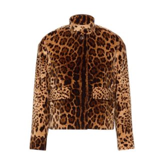 Max Mara Giacca boxy animalier in velluto - Jackets - Mujer - Marr&oacute;n - L