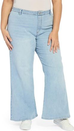 Lyss&eacute; Iris Flat Front Wide Leg Jeans in Bleached Blue at Nordstrom, Size 2 X