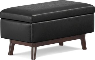 Simpli Home Owen 36in Mid Century Modern Rectangle Small Rectangular Storage Ottoman