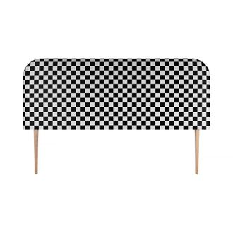 Really Nice Things Cabecero tapizado terciopelo a cuadros blancos y negros 160x97cm