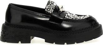 Jimmy Choo London Marlow Diamond Leren Loafers - Dames - Loafers - Zwart - 36 1/2 EU - Leer - Schoenen
