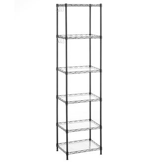 Songmics Estanter&iacute;a met&aacute;lica de 6 niveles con 8 ganchos de color negro