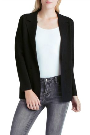 Kensie Comfy Viscose Blend Collared Cardigan In Black