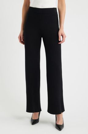 Anne Klein Wide Leg Sweater Pants in Anne Black at Nordstrom, Size X-Small