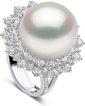 Yoko London Anello Duchess con diamanti e perle - Argento