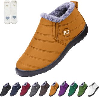 Generic Womens Waterproof Orthopedic Warm Boots, New Comfortable Anti-Slip Warm Snow Boots, Fur Lining Slip On Warm Shoes (Yellow, Medium, Adult, Women, 7.5, 