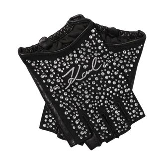 Karl Lagerfeld Rhinestone Embellished Fingerless Gloves