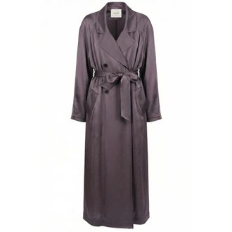 Alysi Trench Coats, female, Gray, Size: XS Trench lungo laminato