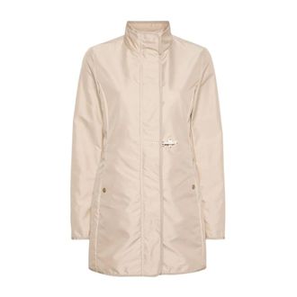 Fay Rain Jackets, female, Beige, Size: L Beige Water-Repellent Jacket with Stand-Up Collar