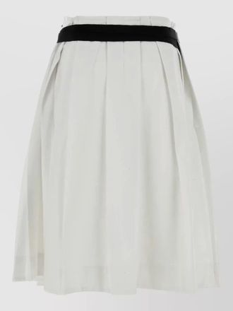 Prada gabardine skirt pleated design contrast waistband