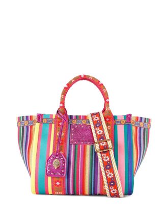 Kurt Geiger striped embroidered tote bag - Pink