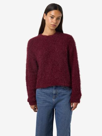 Noisy May Rundhalspullover NOISY MAY NMSASSY L/S O-NECK KNIT NOOS, Damen, Gr. XL, rot (windsor wine), Strick, Obermaterial: 69% Polyester, 31% Nylon, unifarben,