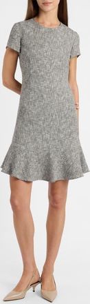Santorelli Moira Cap Sleeve Flounce Dress in Soft Boucle in Onyx Multi at Nordstrom, Size 12